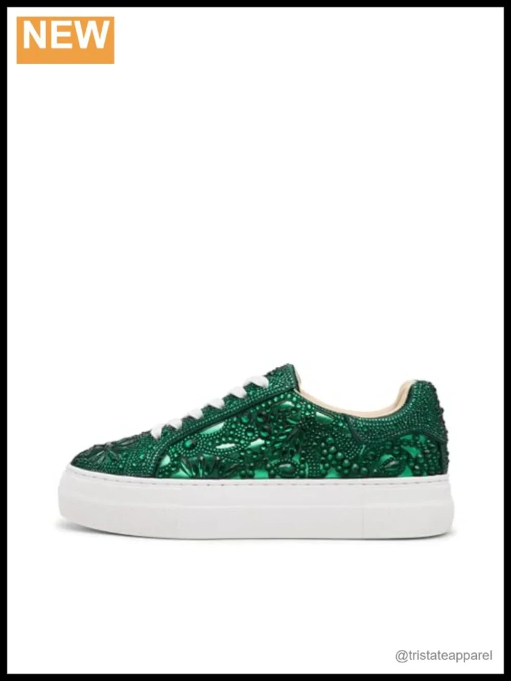 Rhinestone Platform Sneaker with Lace-Up Closure